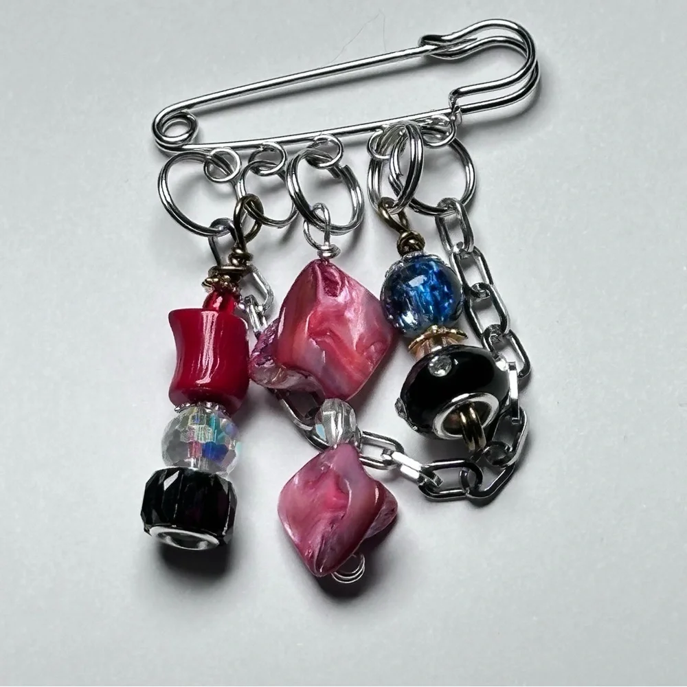 Artisan Glass Bead Brooch Pin Hand Crafted | Glass Multicolor Wire-Wrapped OOAK